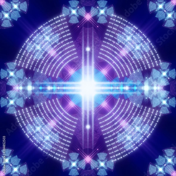 Obraz blue abstract background, abstract shape and rays light