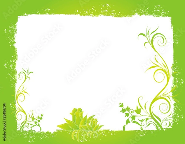 Obraz spring frame card vector Illustration green flower