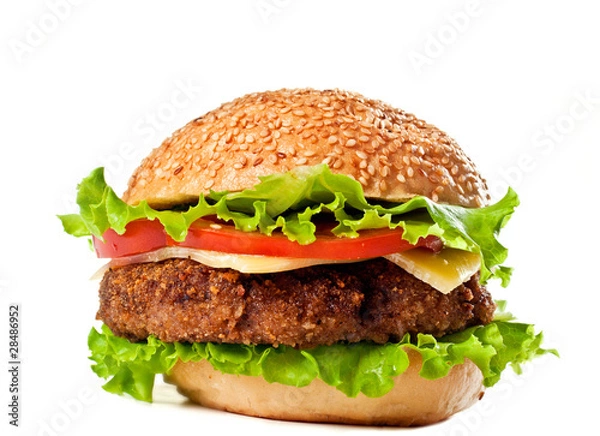 Obraz hamburger isolated on white