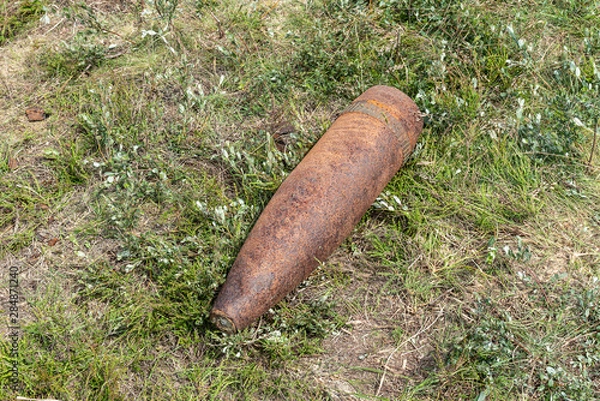 Obraz Unexploded bomb in a field.
