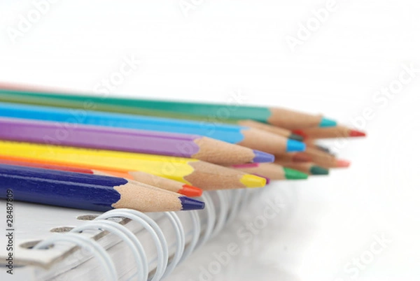 Fototapeta Color pencil and notepad