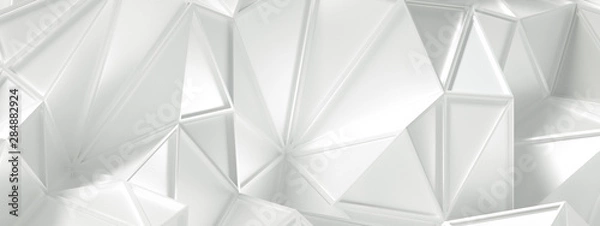 Fototapeta White background with crystals, triangles. 3d illustration, 3d rendering.