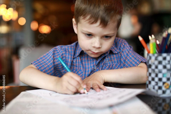 Obraz Child drawing with pencil