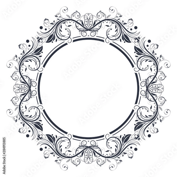 Fototapeta Floral filigree frame. Decorative design element
