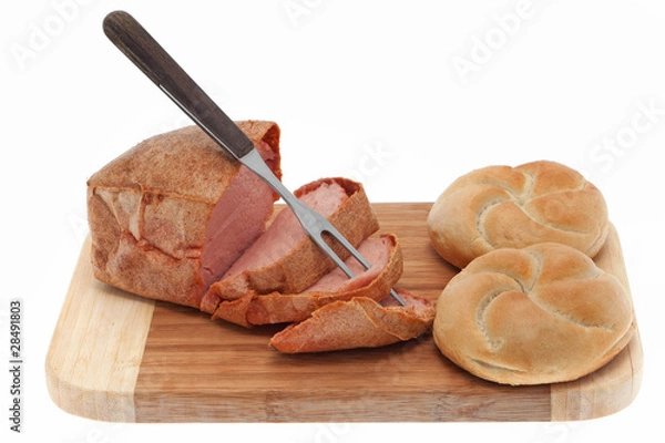 Obraz Leberkäse mit Semmel