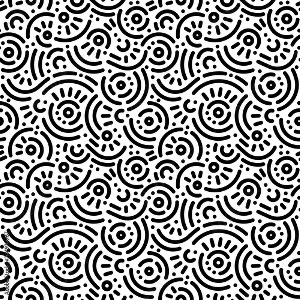 Fototapeta Seamless black and white geometric pattern. Hipster Memphis style.