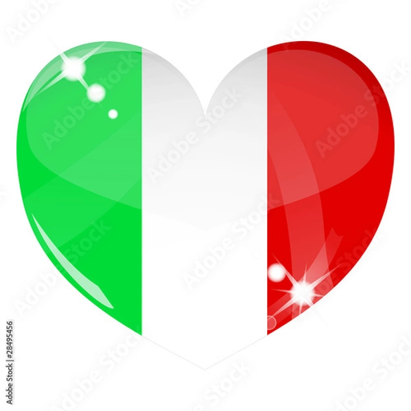 Fototapeta Vector heart with Italy flag texture