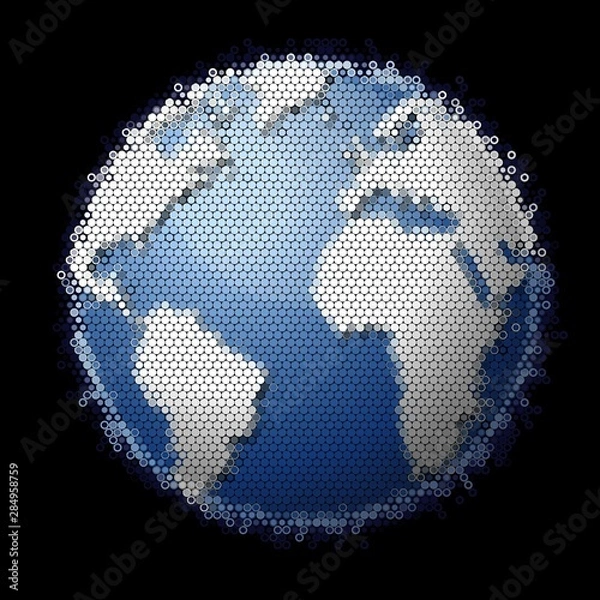 Fototapeta Abstract colorful globe honeycomb seamless pattern background