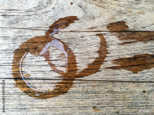 Fototapeta 2 Trace water from cups on wood texture, Abstract background, sign concept