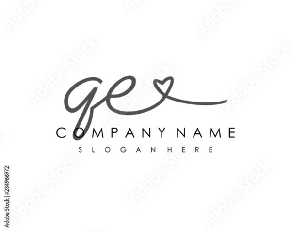 Fototapeta QE Initial handwriting logo vector