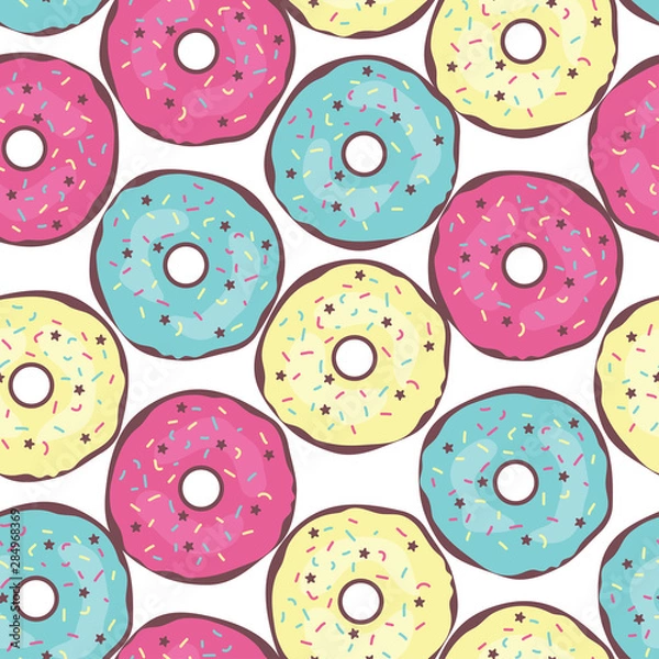 Obraz Colourful cute donut seamless pattern
