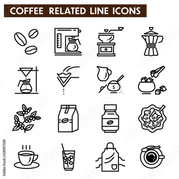 Obraz Coffee ralated line icons