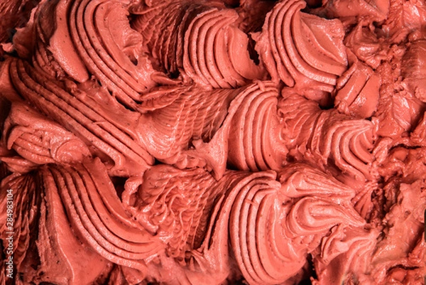 Fototapeta Top view of homemade strawberry ice cream.