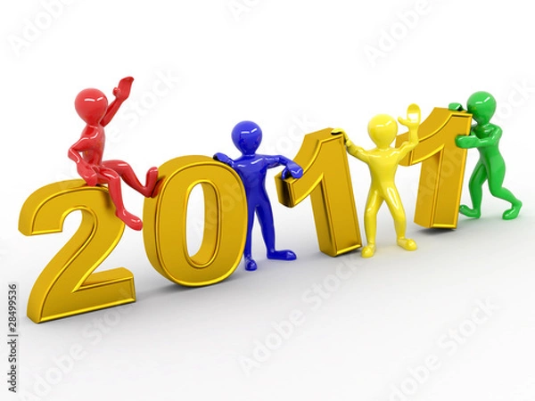 Obraz New Year. Men with numbers 2011