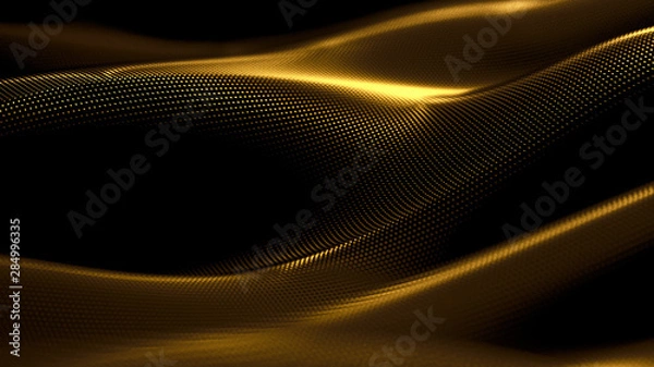 Obraz Particle drapery luxury gold background. 3d illustration, 3d rendering.