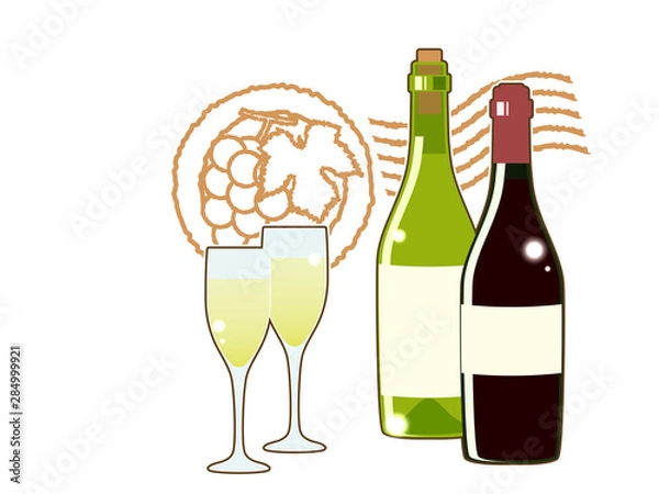 Fototapeta ワインのイラスト素材、背景素材