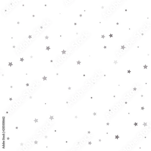 Fototapeta Christmas and New Year card, invitation, postcard, paper packaging. Christmas stars background vector, flying silver sparkles confetti.