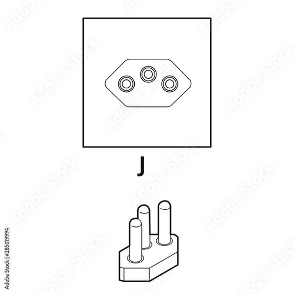 Obraz Steckdose Typ J [schwarz-weiß]