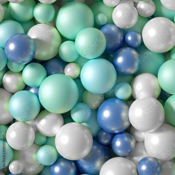 Fototapeta Beautiful festive background with balloons. 3d illustration, 3d rendering.
