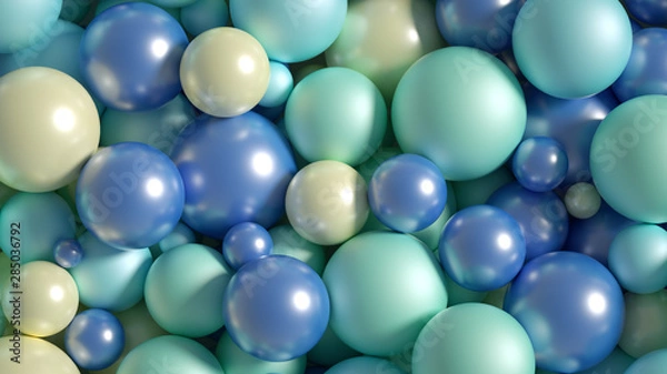 Fototapeta Beautiful festive background with balloons. 3d illustration, 3d rendering.