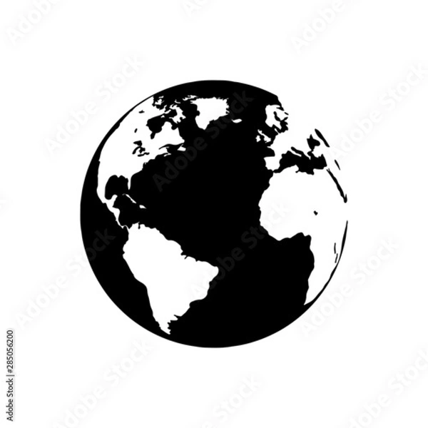 Obraz Planet Earth. World map. White and black colors design. Vector illustration