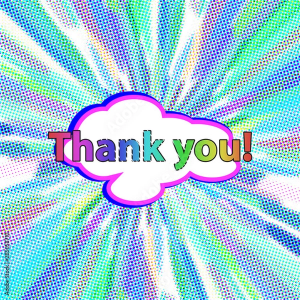 Fototapeta Thank you abstract halftone explosion comic pop art burst background	
