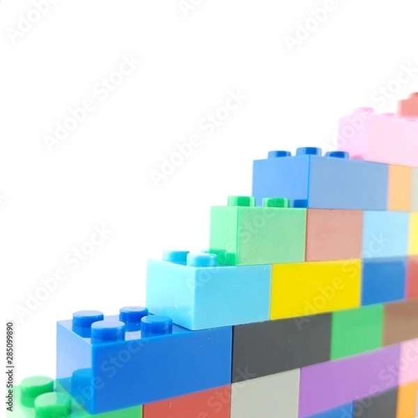 Fototapeta Isolated white background playing toy blocks