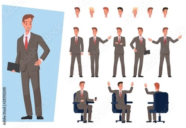 Obraz Set for drawing a businessman in various poses.