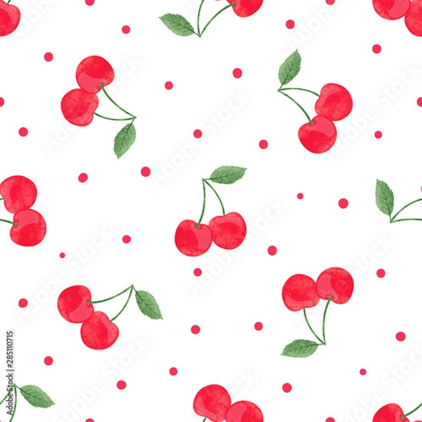 Fototapeta Wzór wiśni bez szwu. Akwarela ilustracji wektorowych.