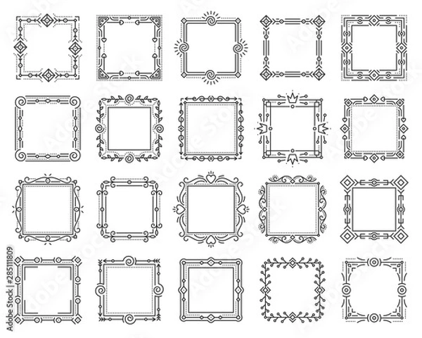 Fototapeta Square Text Frame simple line monogram vector set