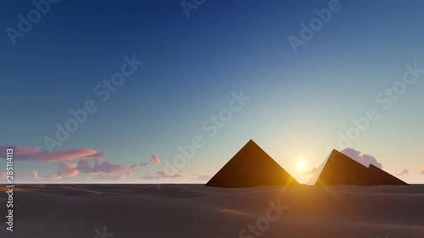 Fototapeta Pyramidal Solar Panels in the Desert 3D Rendering