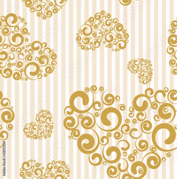 Obraz seamless pattern with golden hearts