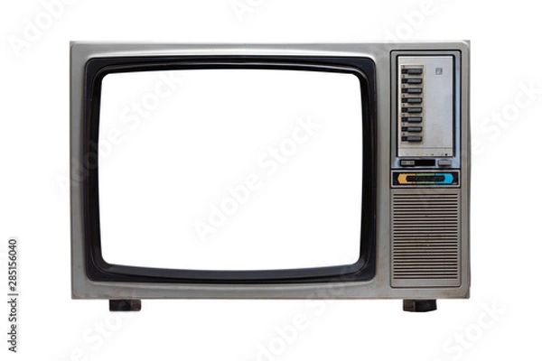 Obraz Vintage TV with white blank screen isolated on white background .