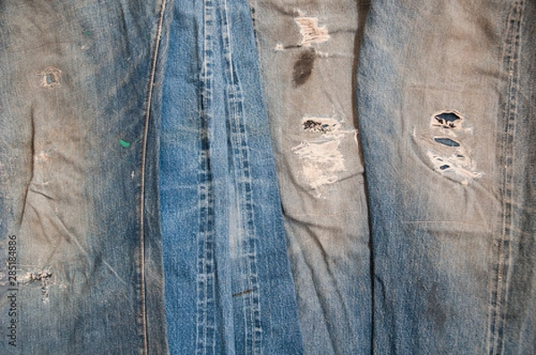 Obraz Old jeans vintage levis Big E blue abstract background