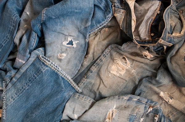 Obraz Old jeans vintage levis Big E blue abstract background