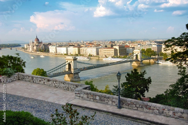Obraz Budapest panorama and the famous Chain bridge