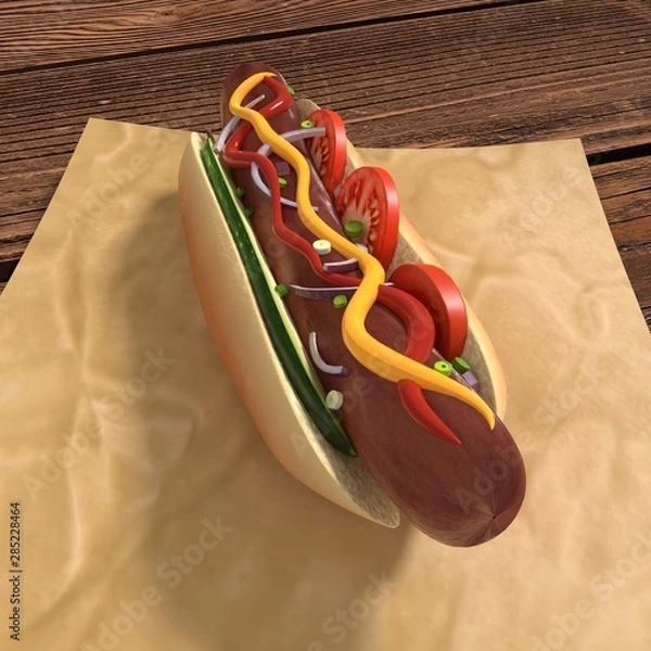 Obraz 3d rendered Hot Dog