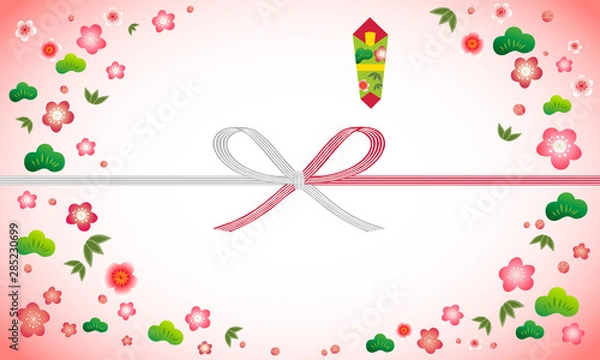 Obraz 熨斗紙 松竹梅 花結び Japanese traditional wrapping paper