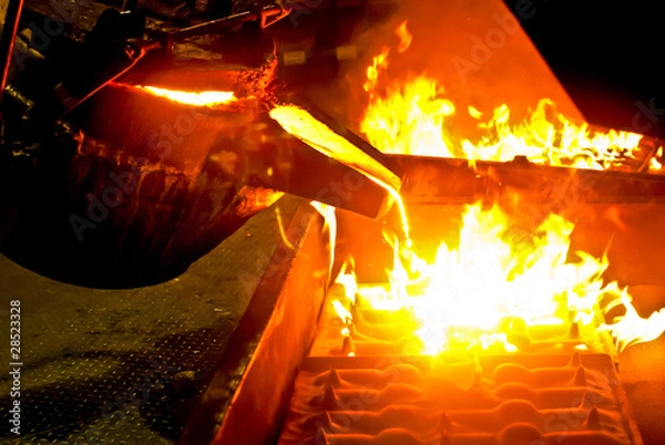 Fototapeta metal casting process in high temperature