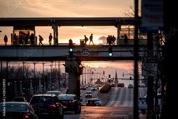 Obraz sunset commute subway platform
