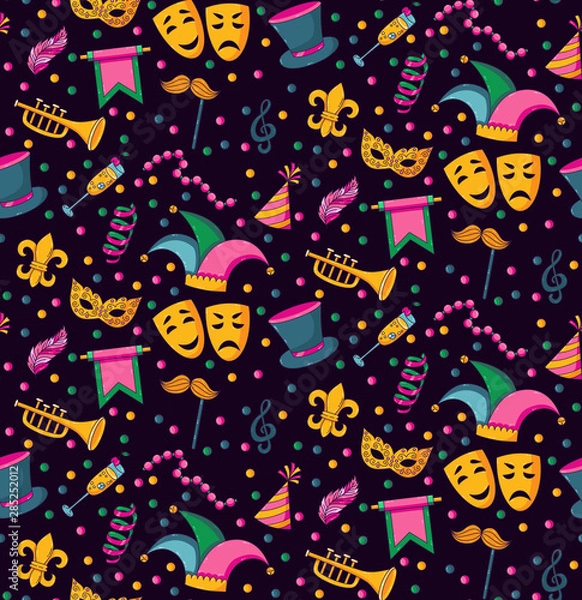 Fototapeta Masquerade icons seamless vector pattern
