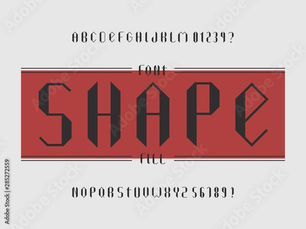 Fototapeta Shape fill font. Vector alphabet 