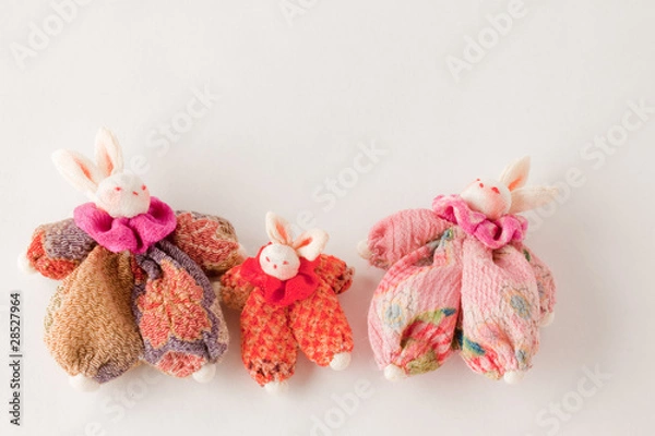 Fototapeta 干支手作りうさぎの親子