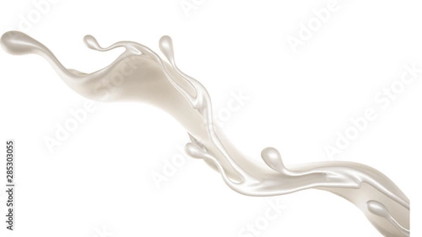 Obraz Splash of thick white liquid, milk. 3d illustration, 3d rendering.
