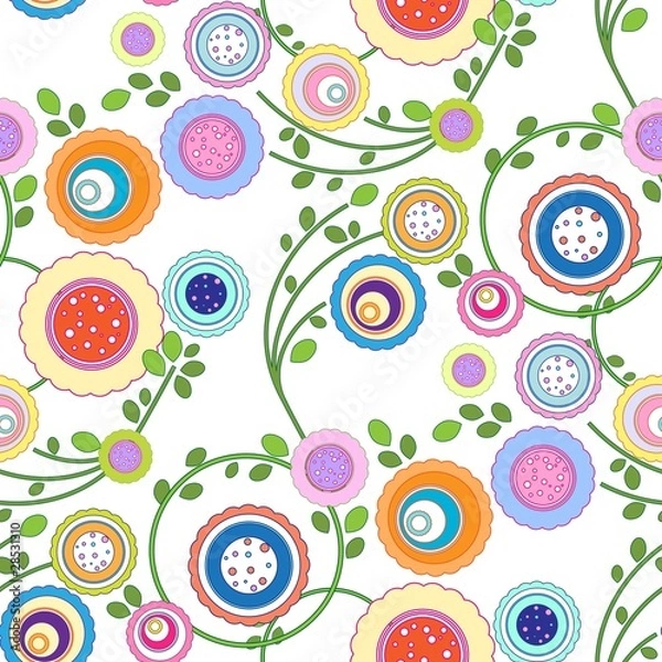 Fototapeta Seamless floral pattern