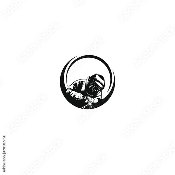 Fototapeta welding logo vector industrial company with black circles designs illustration