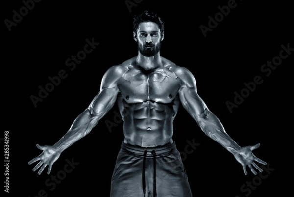 Fototapeta Handsome Muscular Men Posing and Flexing Muscles