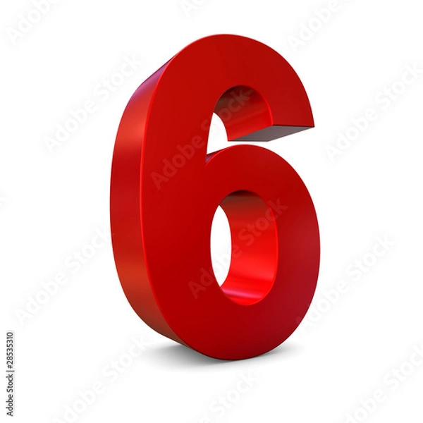 Obraz Chiffre 6 3d rouge