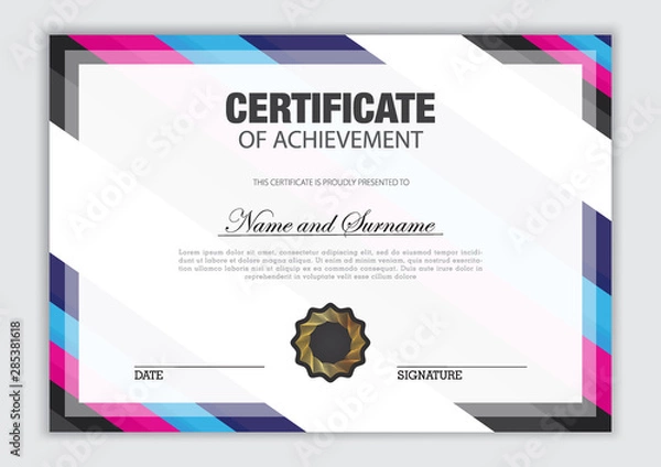 Fototapeta Certificate template with luxury pattern, diploma, vector illustration