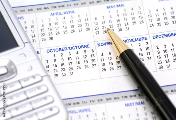 Fototapeta business calendar with mobile phone